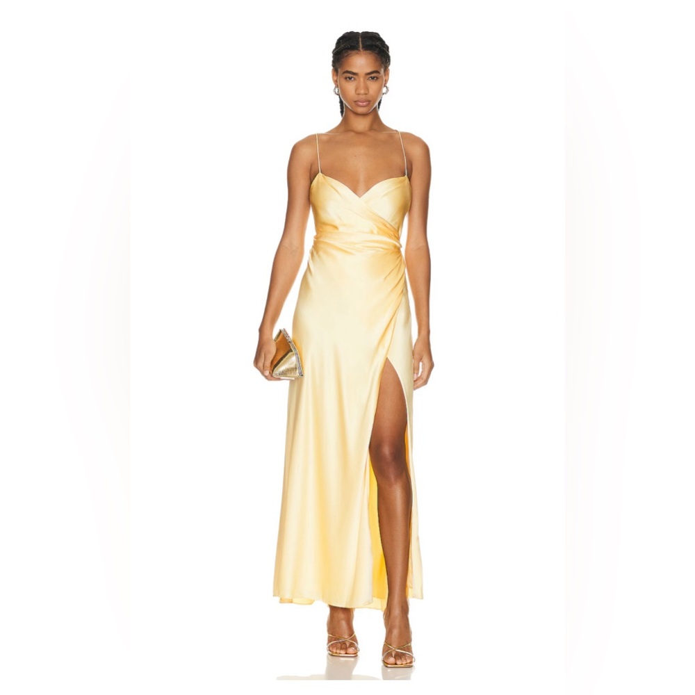 The Sei yellow silk wrap dress